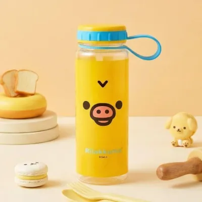 캐릭터 물통 리락쿠마 핸들 물통 500ml(얼굴) 옐로우 보틀 휴대용 데일리 야외