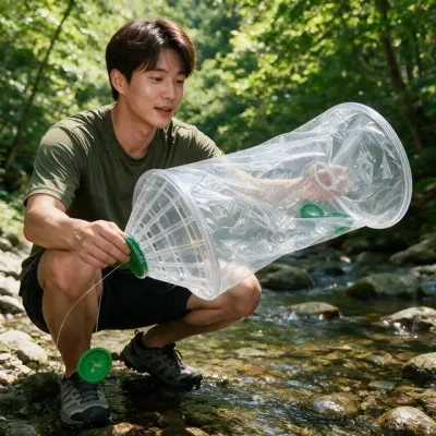 통발 어망 접이식 비닐 어포기 민물 바다 낚시 도구 캠핑 물놀이 계곡 붕어
