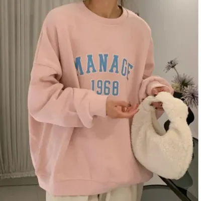 레터링 오버핏 기본 맨투맨 데일리 티셔츠 페미닌룩 데일리룩