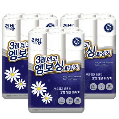 [SH+DC존] 메이저브랜드 삼정 리빙 정품 3겹30롤 3팩 화장지 휴지 최저가판매