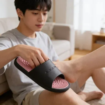 실내화 지압 슬리퍼 논슬립 층간소음방지 소프트 홈 발편한 거실 사무실 욕실용