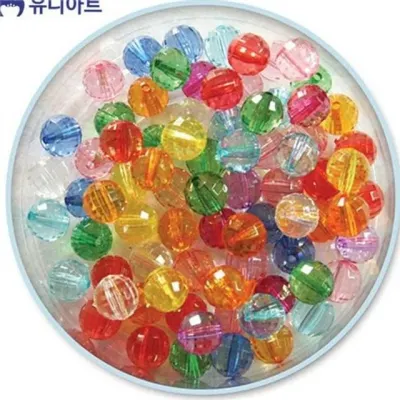 크리스탈 비즈 투명 비즈 핸드메이드 아크릴 알록달록 구슬 재료 열쇠고리 목걸이 어린이 만들기 머리 아동