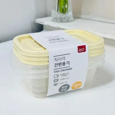 밀폐직사각간편용기270ML3P 버터옐로우