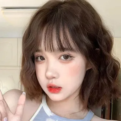 여자 물결펌 단발머리가발 브라운 여성인모가발 통가발