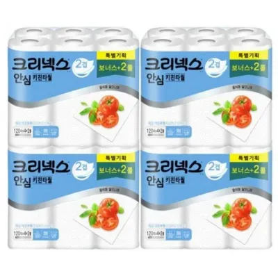 크리넥스 안심 키친타올 120매 6롤 x 4팩