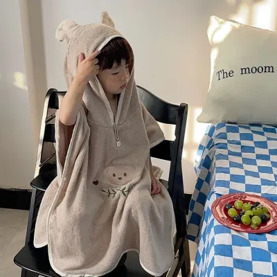 아기비치가운 한국 아기 인스타그램 아동 목욕 타올 망토 순면 흡수성 목욕 가운 귀여운 만화