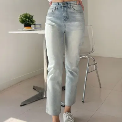빈티지 워싱 여성 일자 청바지 데님 연청 팬츠 여성팬츠 여성청바지