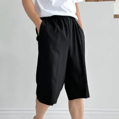 남자 반바지 6부 시원한바지 남녀공용 오버핏바지 팬츠 반바지 밴딩 오버핏 여름바지 편한