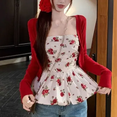 플라워 블라우스 여성 오프숄더 티셔츠 셔츠 탑