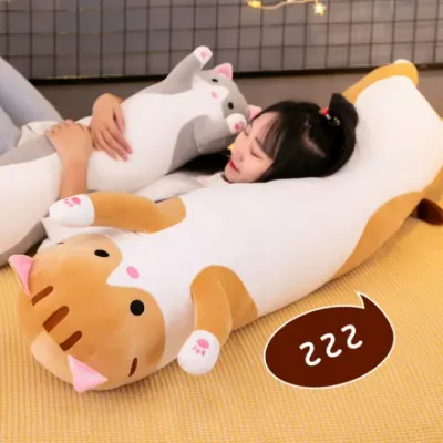 귀여운 대형 고양이 롱 바디필로우 90cm 수면 쿠션 모찌 찰떡 애착 안고자는 베개 인형