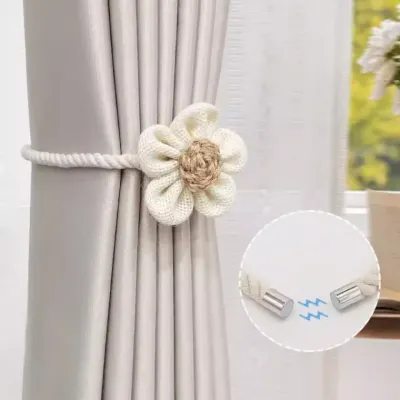예쁜 리넨 플라워 자석줄 침실커튼 악세사리 커텐묶기