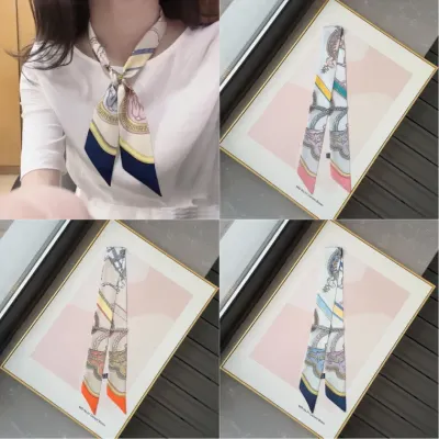 [골라가게] 클래식 패턴 슬림 쁘띠 스카프 봄 가을 가방 머플러 여성 미니스카프 답례품