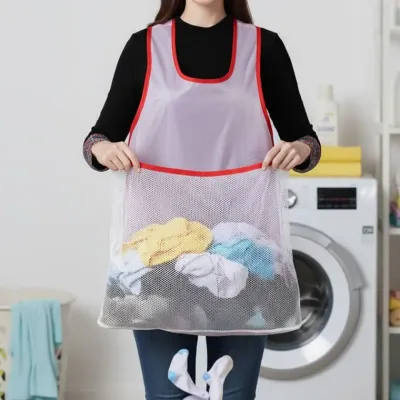 [개미물류] 수확앞치마 주머니 빨래 원예 작업 에이프런 텃밭 농사 빅포켓 과수원 세탁물 메쉬 조끼
