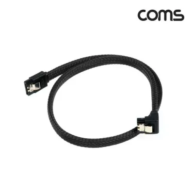 SATA3 HDD SSD 데이터 케이블 6Gbps 클립 Flat 메쉬 블랙 50cm 정면 꺾임 메인보드 연결