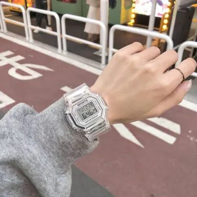 투명 손목시계 전자시계 스포츠 방수 학생 군대 여름 패션 전자손목