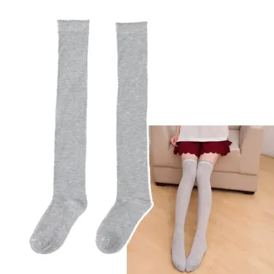 슬림 오버니삭스 여성 여학생 무릎양말 교복 롱 그레이 골지 니하이삭스 다리워머