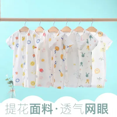 신생아메쉬바디수트 아기 점프슈트 봄여름용 얇은 에어콘슈트 아기 잠옷 긴팔 점프슈트 신생아