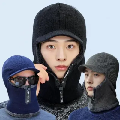 넥워머 귀마개 세트 모자 일체형 방한 마스크 비니 집업 타입