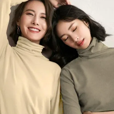 무지 베이직 티셔츠 터틀넥 레이어드 니트 목폴라