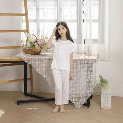 어린이 춘추용 가정복 모달 아기 여름용 에어컨복 소녀 한판 넉넉한 긴소매 잠옷 잠옷