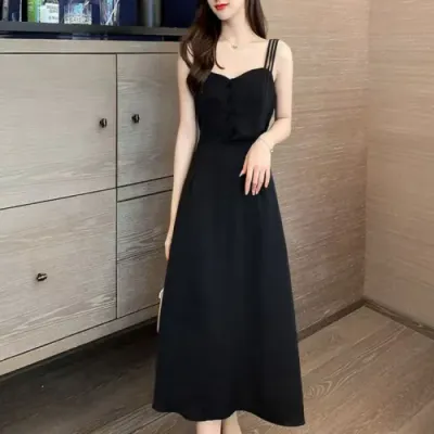 블랙벨 슬림 롱 원피스 여성 여름 나시 민소매 치마 스커트