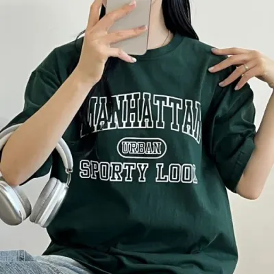 반팔티 면 티셔츠 오버핏 남녀공용 루즈핏 면 상의 티셔츠