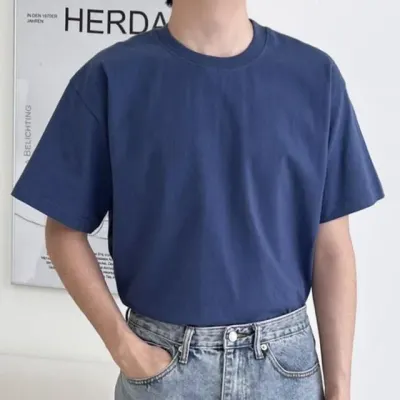 남자 라운드 반팔티셔츠 여름 남성 여성 심플 베이직 데일리 기본 무지