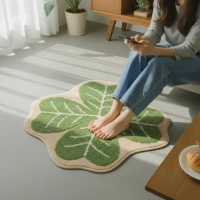 클로버 욕실 발매트 현관 매트 인테리어 러그 60x60 원형