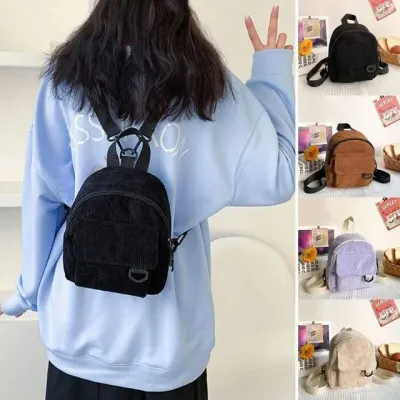 여성 미니백팩 코듀로이 포켓 캐주얼 외출가방