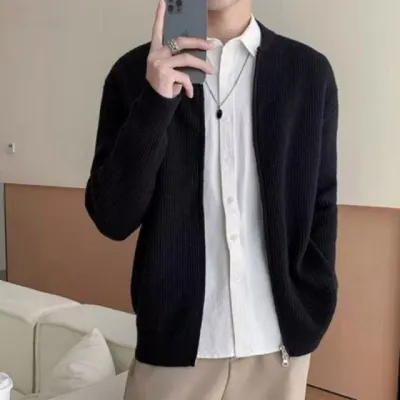 남성 니트 가디건 집업 간절기 아우터 봄 가을 베이직 데일리 집업 가디건