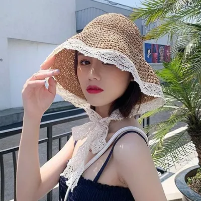 레이스 페이퍼 밀짚 여름 버킷 벙거지 보넷햇 3color