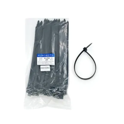 Kimspp 케이블타이 8x250mm 블랙(약100개) 케이블밴드 타이밴드 전선 배선정리 다양한규격보유