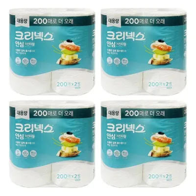 크리넥스 안심 키친타월 200매 2롤 4개 -D