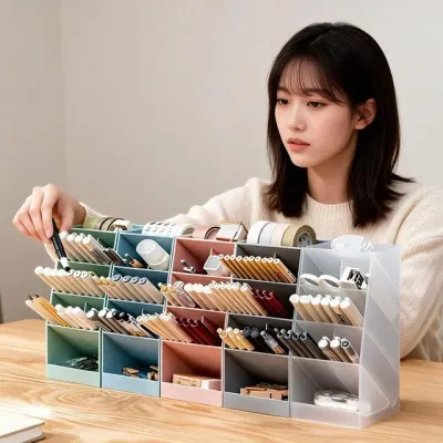 펜꽂이 데스크오거나이저 사선형 책상정리함 필기구 거치대 사무실 학용품 정리