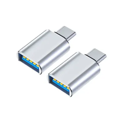 USB-A to C타입 젠더 OTG 변환잭 케이블 메모리 2개입 실버 이어폰젠더 메탈 컨버터