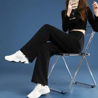 블랙팬츠 검은바지 와이드팬츠 편한기모바지 밴딩 여성트레이닝 방한 기모통