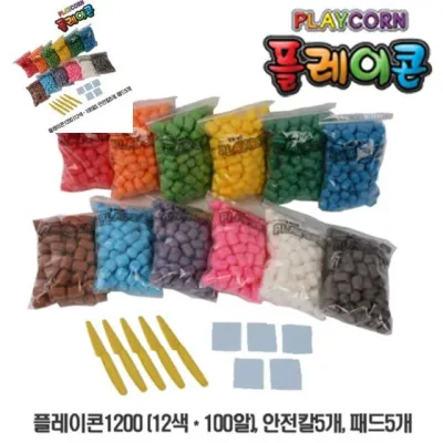 플레이콘 100Px12색 플레이콘리필 플레이콘노랑 리필용플레이콘 수수깡리필