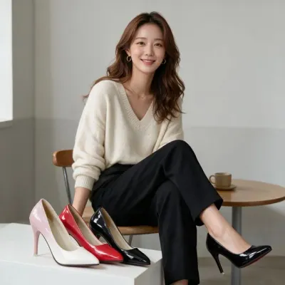스틸레토 펌프스 에나멜 하이힐 구두 오피스룩 면접 하객룩 5컬러 킬힐