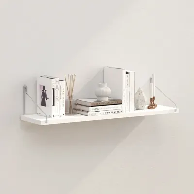 공간데코 벽선반 (60x15cm) (화이트) 무타공 우드선반