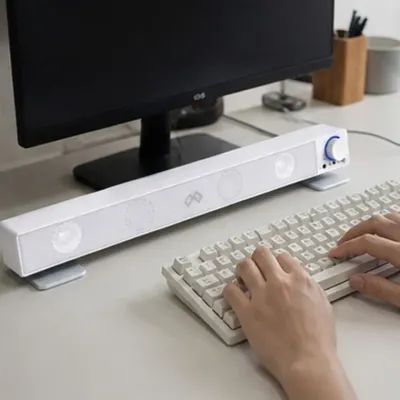 사운드바 스피커 USB 전원 데스크톱 노트북 모니터 하단 배치형