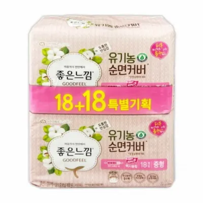 맥시슬림 중형 18EA 2P 일회용면생리대 중형생리대 일회용생리대