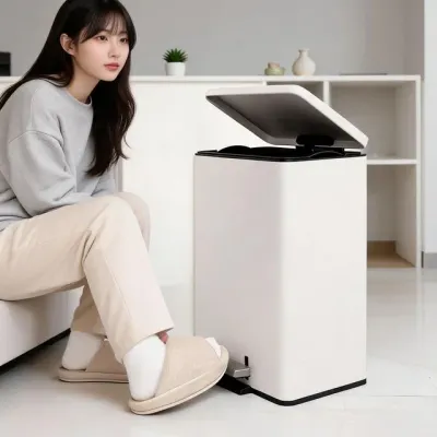 거실 페달 휴지통 냄새차단 무소음 쓰레기통 주방 사무실 쓰레기함 12L
