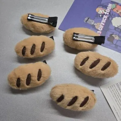 인형 헤어핀 머리핀 바게트 빵 모자집게 베이커리 헤어집게 카페 브레드 모자집게 빵인형헤어집게 바게뜨