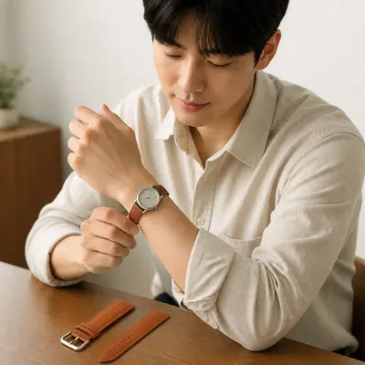 손목시계 교체 스트랩 리얼 가죽 밴드 무지 교체용품