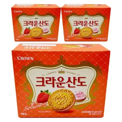 크라운제과 크라운산도 딸기 161gx3개입