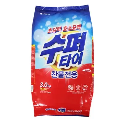 수퍼타이 찬물전용 3.0kg 세제 가루세제 수퍼타이 빨래 세탁 드럼세탁기세제 일반세탁기세제 찬물세제-TJ