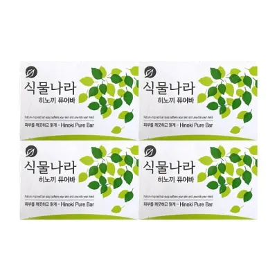 식물나라 히노끼 퓨어바 세수 비누 90g 4입