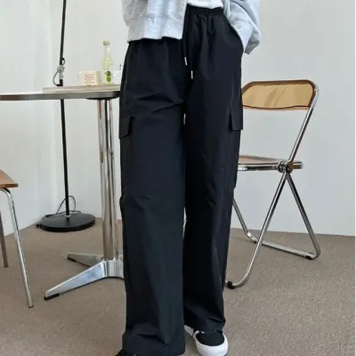 바스락 여성 카고 와이드팬츠 여성 바지 통바지 여자밴드바지 여성밴드바지
