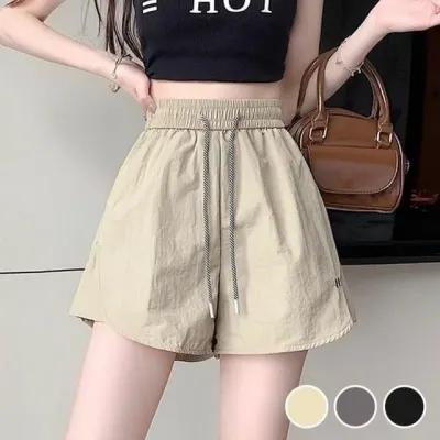 A라인 밴딩 소재 시원한 반바지 와이드핏 자수 여성