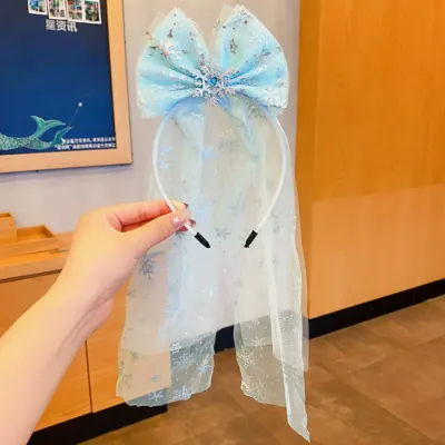 아동 어린이 겨울공주 웨딩 머리띠 헤어밴드 망사머리띠 왕관머리띠